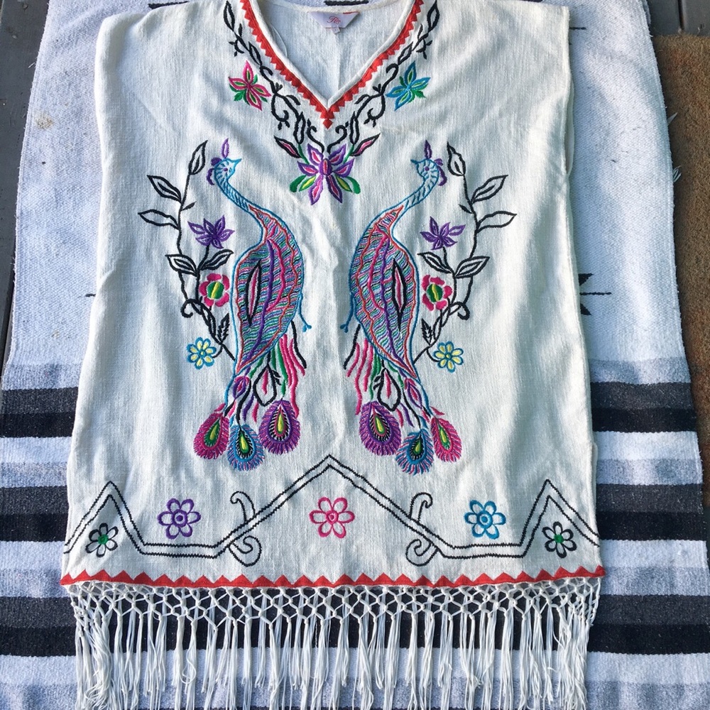 Adorable Roja Peacock Embroidered Poncho 🦚